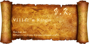 Villám Kinga névjegykártya